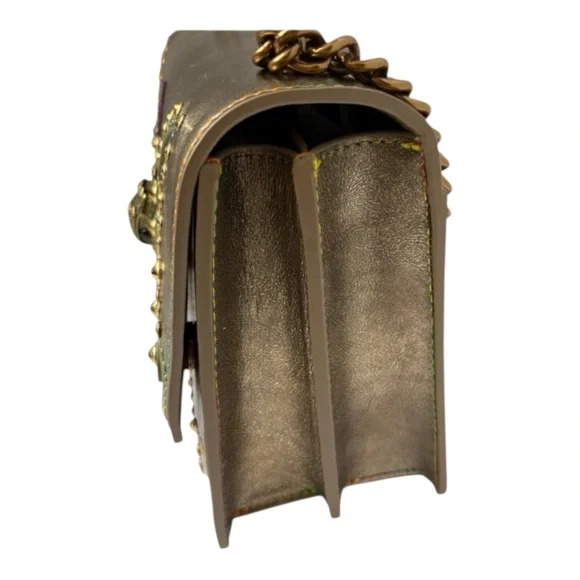 Kurt Geiger NWT Bronze Shoreditch Western Rhinestones Embroidered Metallic - Picture 5 of 12